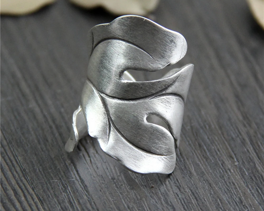 Handmade Hollow Flower Leaf Ring